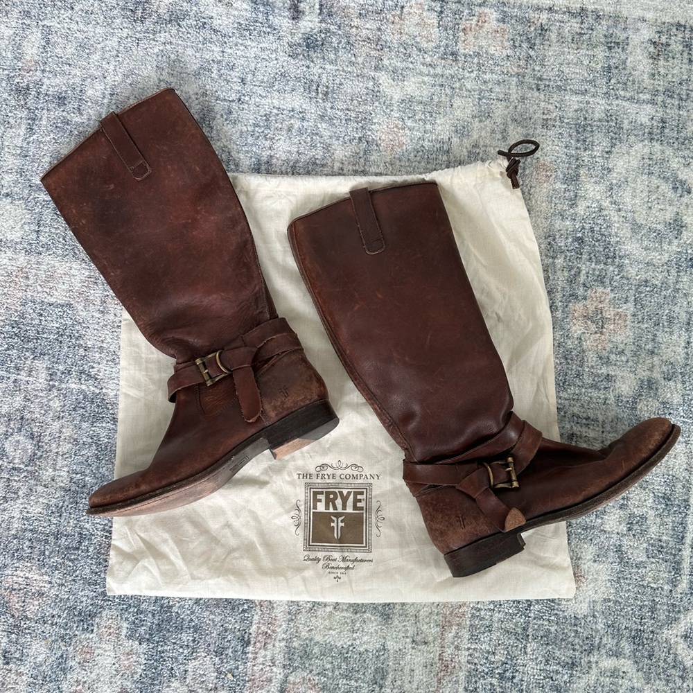 Frye Cognac Brown Tall Leather Boots | Size 8.5